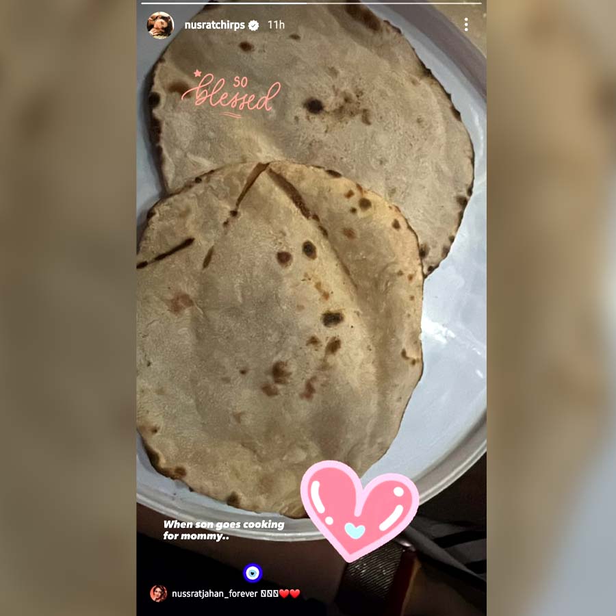 Actress Nusrat Jahan feels blessed as her four years old son made bread for her