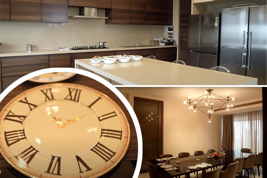 এটা ঘড়ি নয়, খাওয়ার থালা। রকুল-জ্যাকির অ্যাপার্টমেন্টে রান্নাঘর এবং খাবার জায়গার ঝলক।