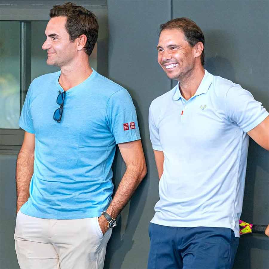 Fans were left reeling as photos of Rafael Nadal with the Swiss legend spread on social media