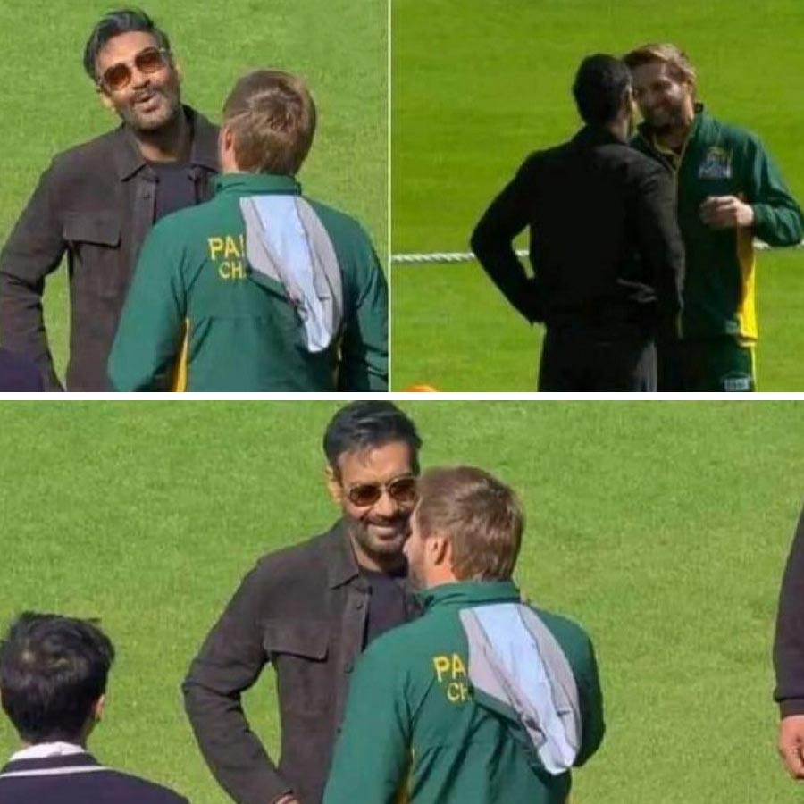 Did Ajay Devgn meeting Shahid Afridi viral image from WCL