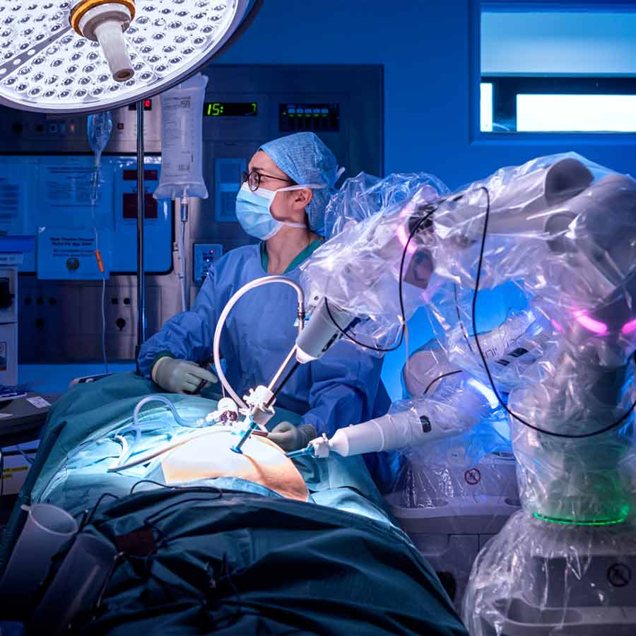 Two complex surgeries performed remotely between France and Indore using SSI Mantra Robotic Surgery
