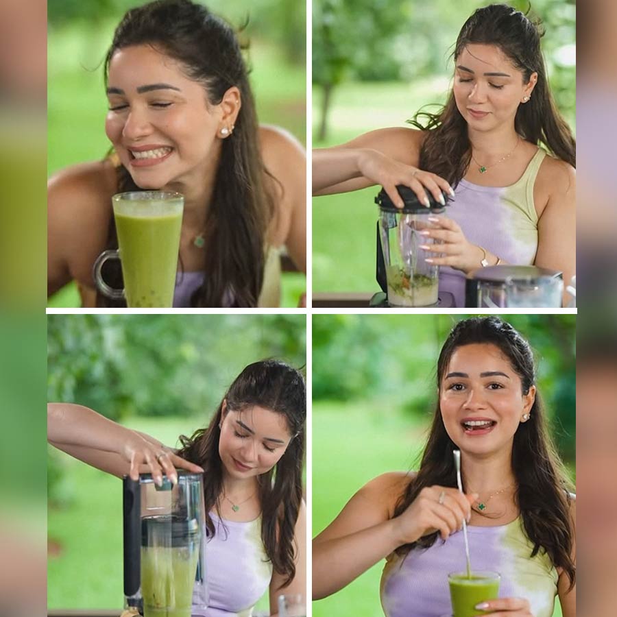 স্মুদি বানাচ্ছেন সারা।