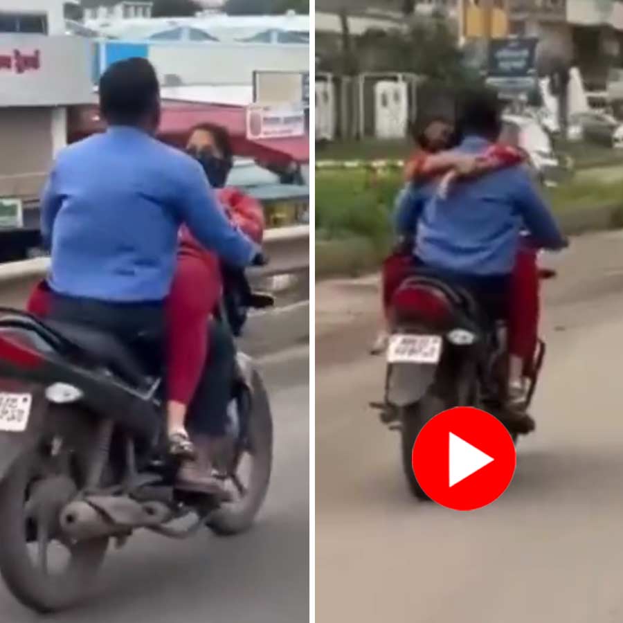 Video shows man riding bike and girlfriend sitting on it in a bizarre way in Pune
