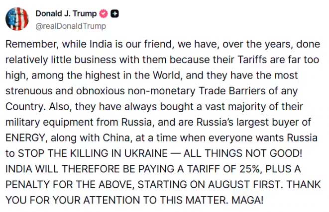Donald Trump imposes 25 percent tariff on Indian goods after Narendra Modi's speech on Operation Sindoor