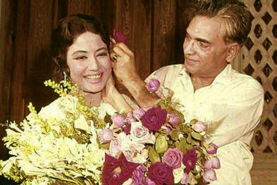 স্বামী কামাল আমরোহির সঙ্গে মীনা কুমারী। 