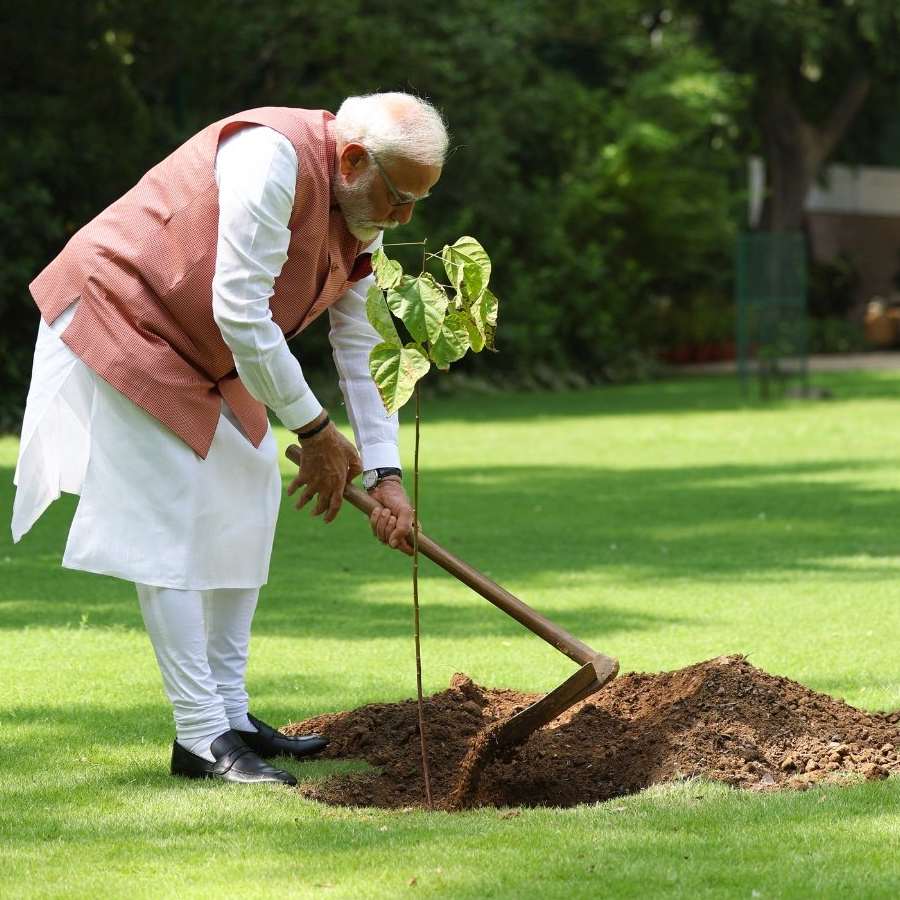 সিঁদুর গাছ রোপনের এই ছবিটি ভাগ করে নিয়েছেন প্রধানমন্ত্রী মোদী।
