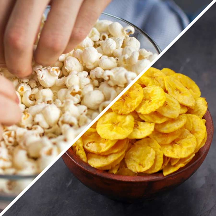 Popcorn and Baked Banana chips which are more healthy options for weight loss dgtl