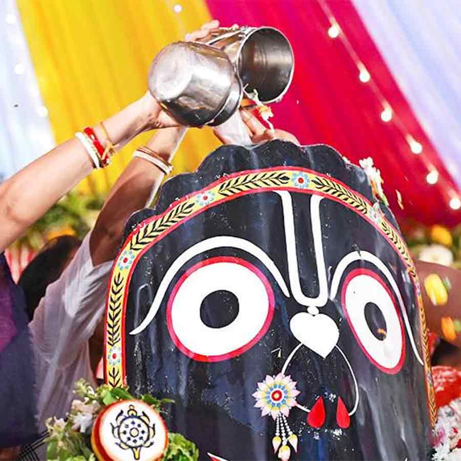 Bathing ceremony or known as 'Snan Yatra' of Jagannath of Mayapur ISCKON temple