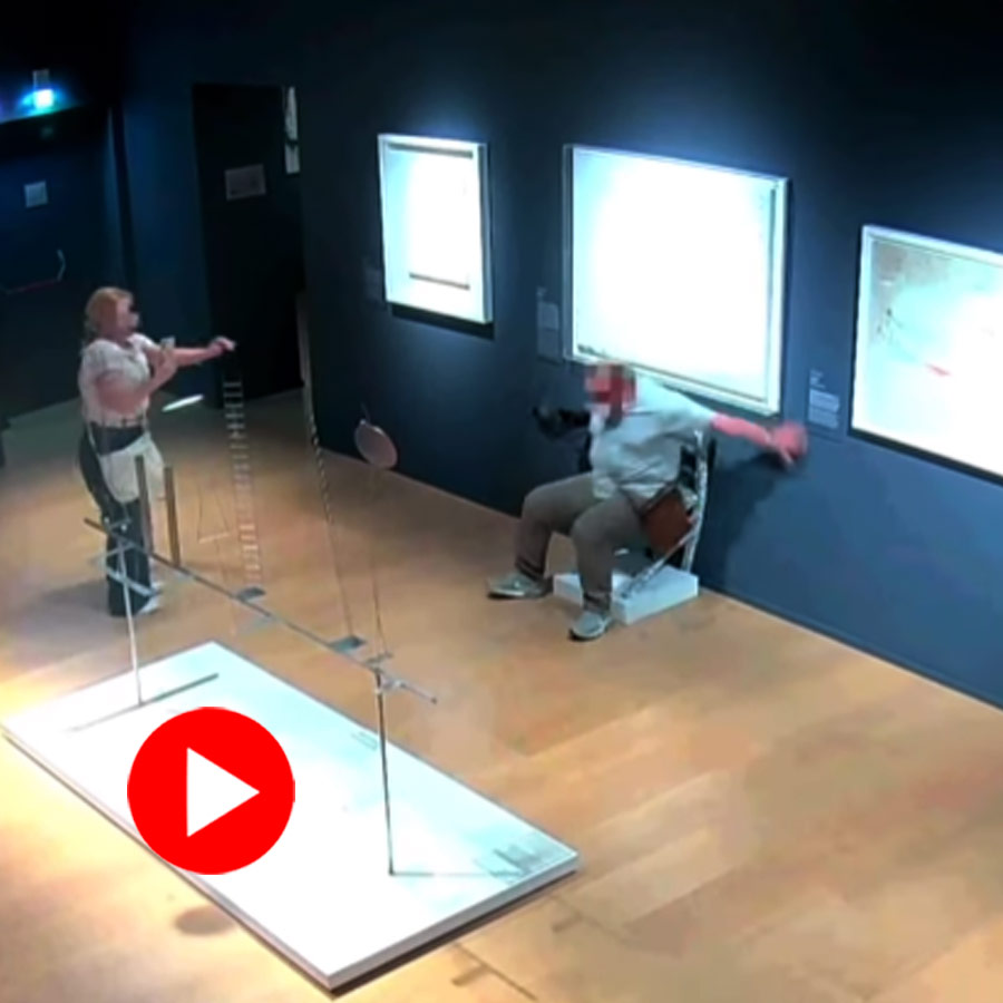 Video of tourist breaking crystal covered Van Gogh chair while posing for picture dgtl