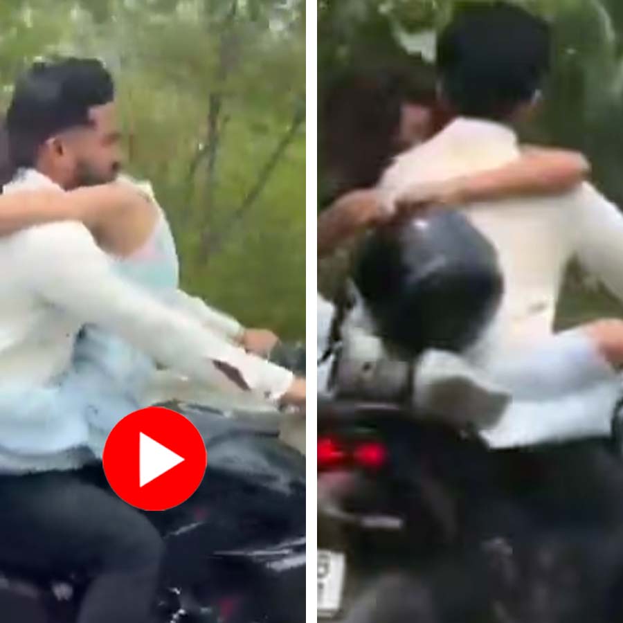 a couple who were romancing on bike