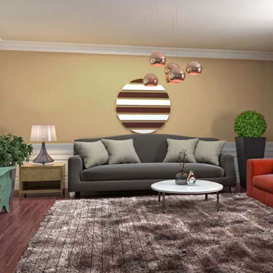 ঘিয়ে, ধূসর বা হালকা রঙের ব্যবহারে ঘর দেখায় আলোকোজ্জ্বল।