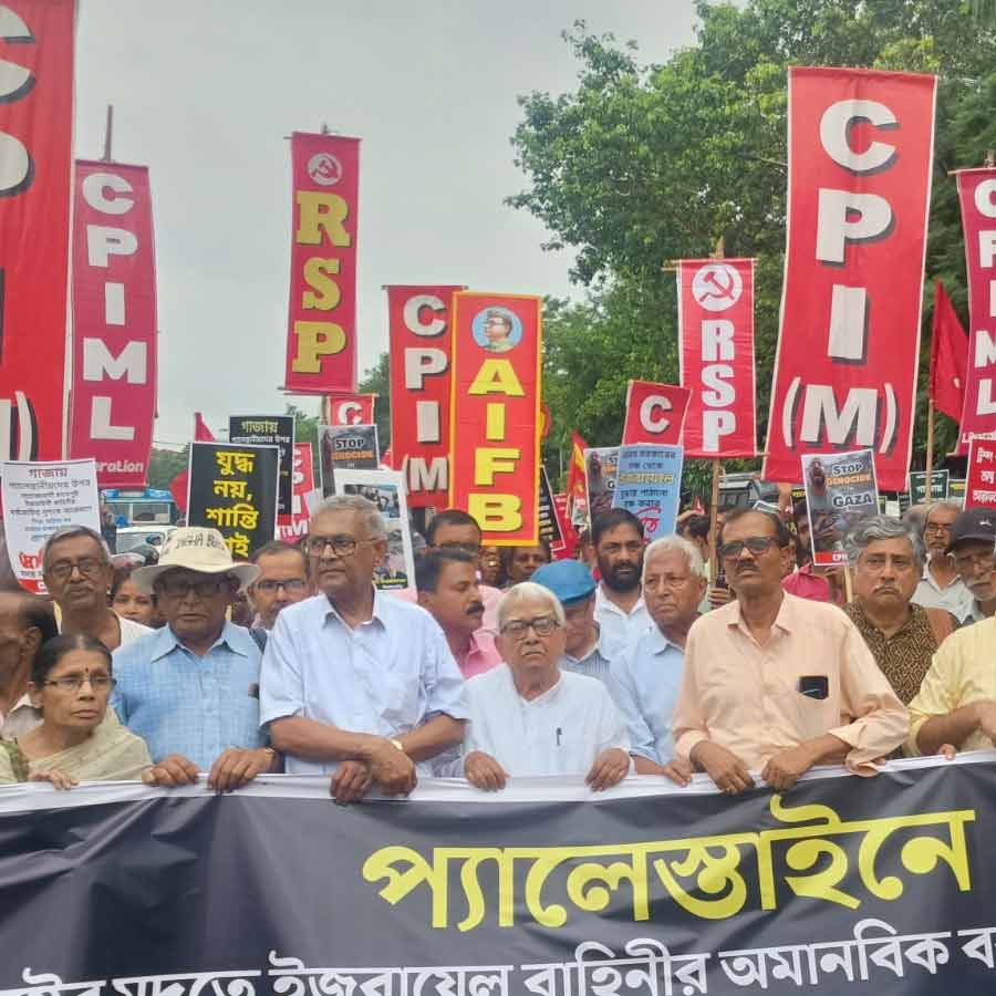 Left parties marched in Kolkata demanding an end to war in West Asia