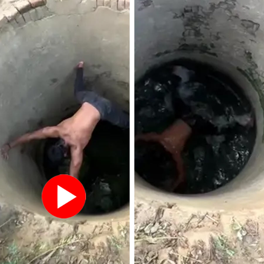 man climb up and down in a well