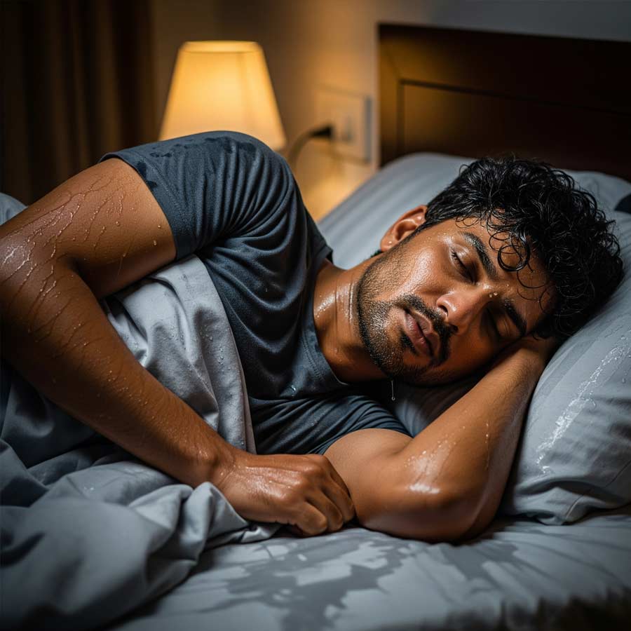 Weaking up soaked in sweat during the night, what is the reason behind it