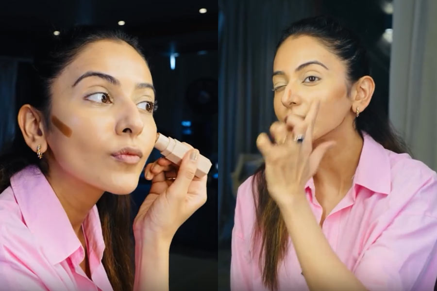 কন্ট্যুরিং করার কৌশল দেখালেন অভিনেত্রী।