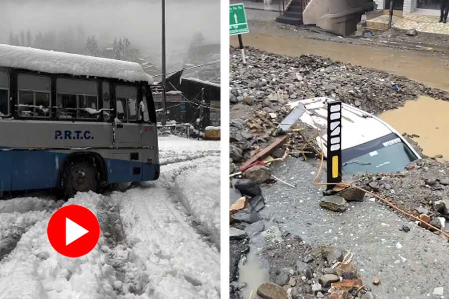 numerous vehicles trapped in floodwater in himachal pradesh