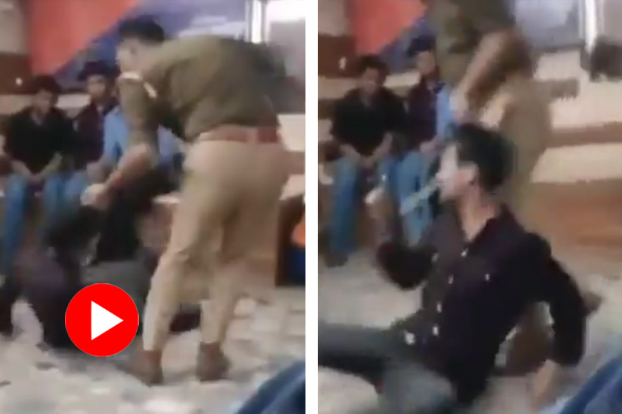 Police officer beat a student badly