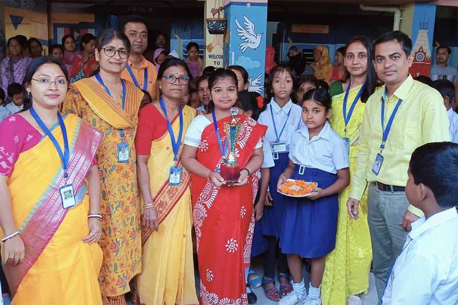 A girl became school principal for a day at bardhaman