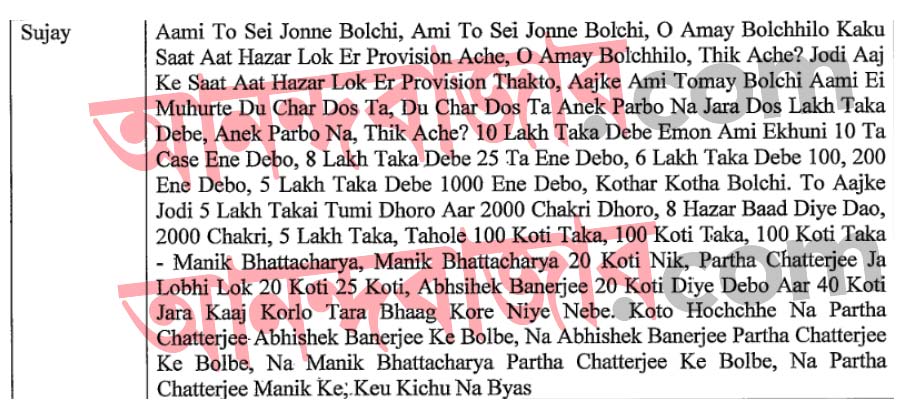 অডিয়োর মোট ২৩ পাতার সিবিআই-কৃত প্রতিলিপির ১১নম্বর পৃষ্ঠা।