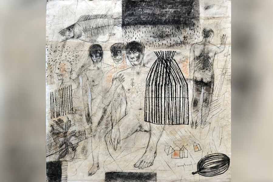 Tanmoy Banerjee's solo exhibition was held at Devbhasha's 'Chitralekha Charitable Trust'