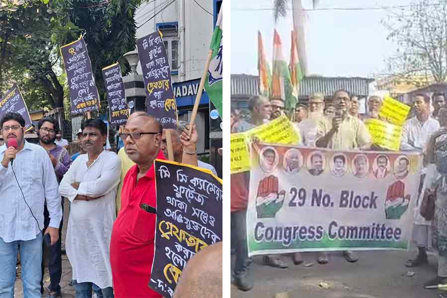 Congress agitates at police stations over law & order situation