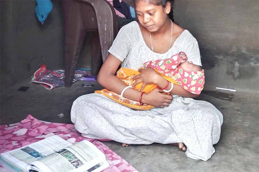 A girl from Belpahari appeared in the Higher Secondary exam 2025 with her new born baby