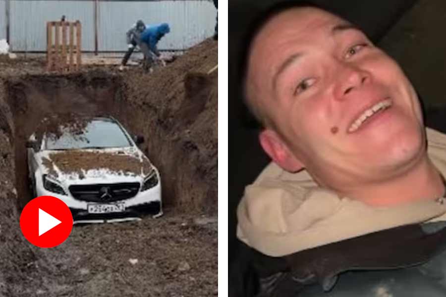 Russian influencer stunt