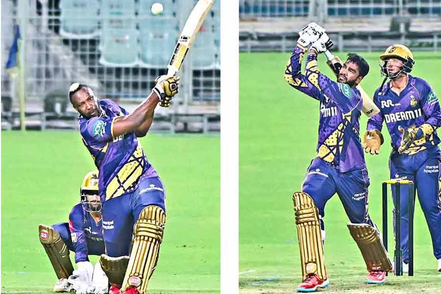 KKR players Andre Russell and Venkatesh Iyer  are playing well in the practice match