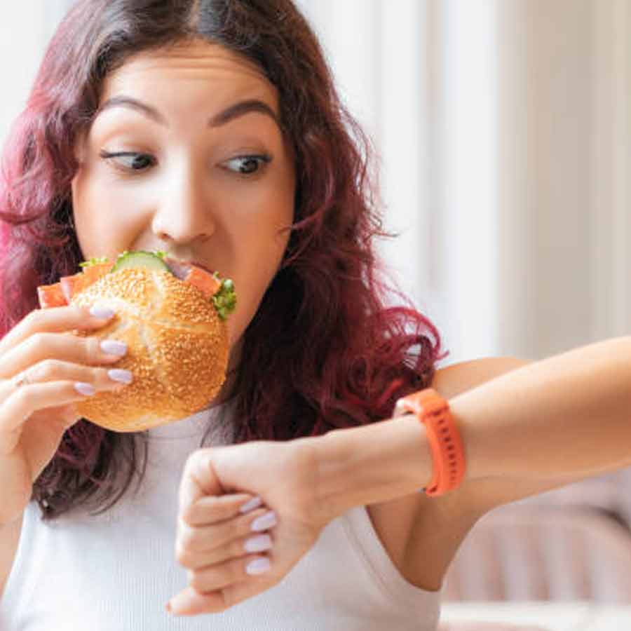 What happens inside stomach when one gobble food fast