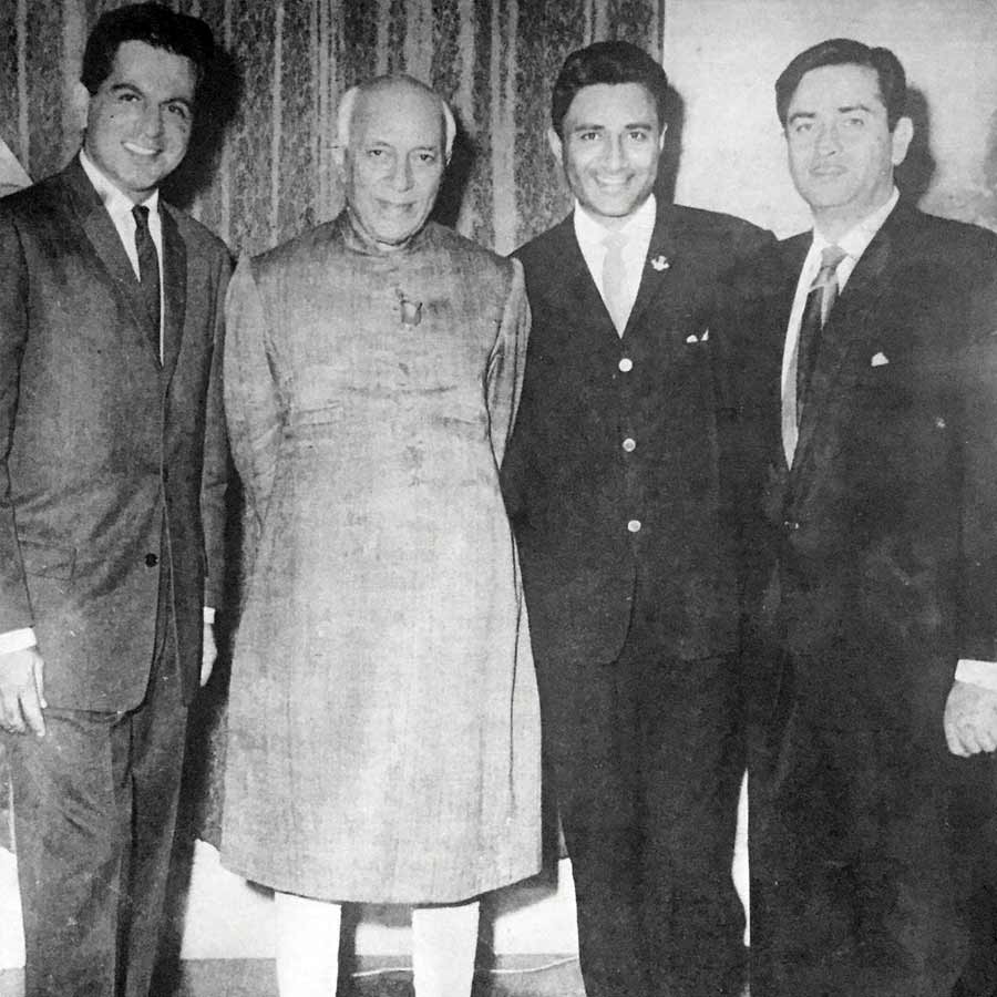 Image of Dilip Kumar Jawaharlal Nehru Dev Anand Raj Kapoor
