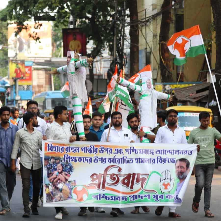 যুব কংগ্রেসের প্রতিবাদ মিছিল। দক্ষিণ কলকাতায়।