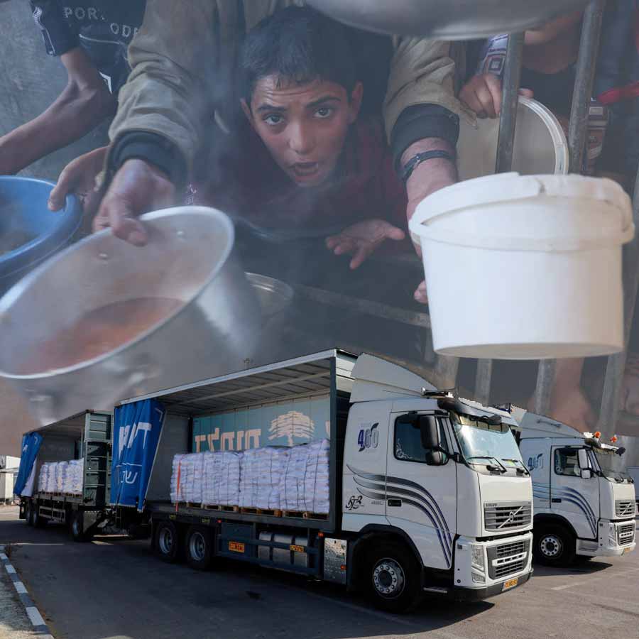 Aid groups started collecting humanitarian aid carried by UN trucks by facing problems in Gaza