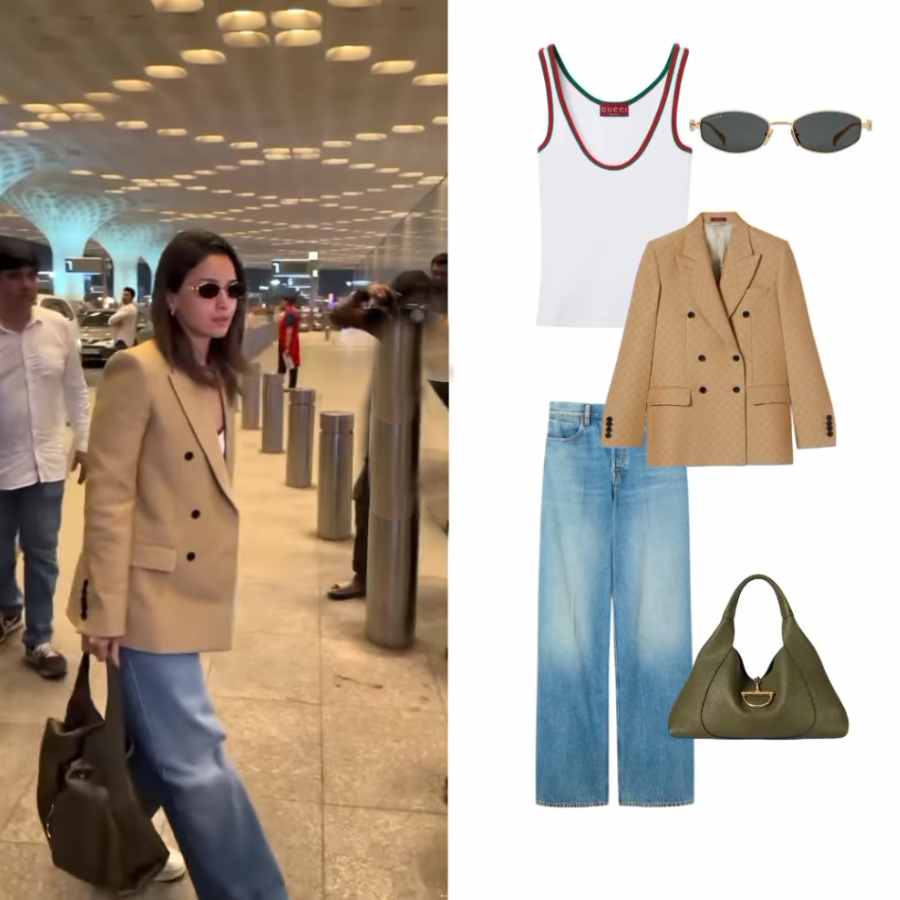 কানে যাওয়ার জন্য ফরাসি ব্র্যান্ড গুচির পোশাক আশাক পরেছেন আলিয়া। 