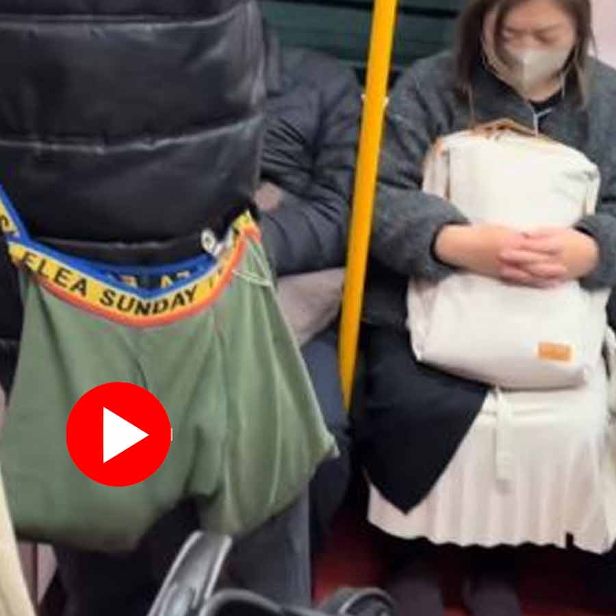 Video shows passenger ride on metro with a bag made of male underwear