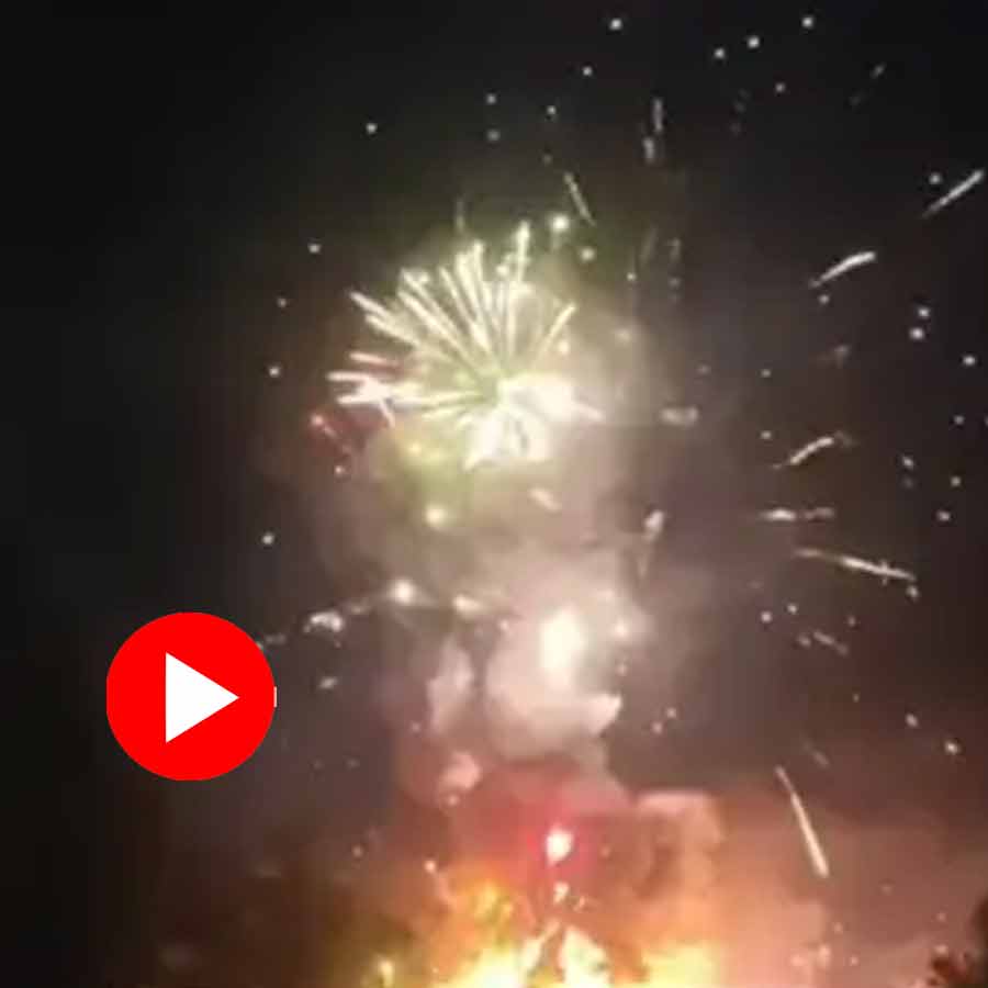 Truck carrying fireworks catches fire