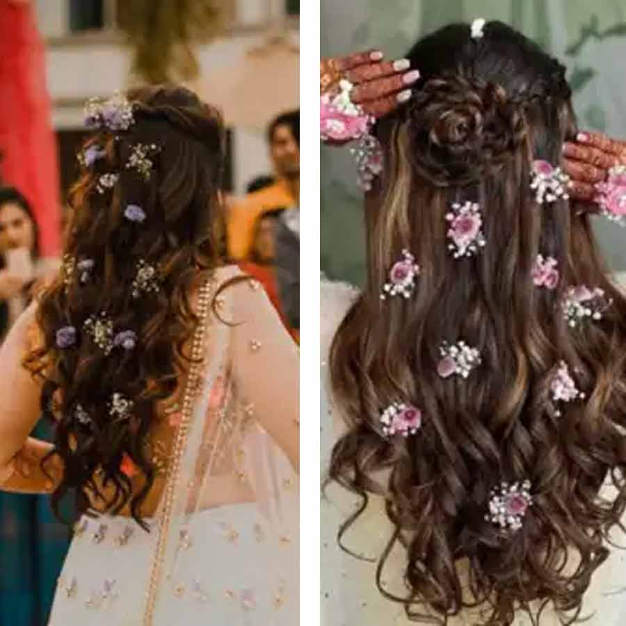 চুলের কিছুটা, বেঁধে খুলে রাখলেও ভাল লাগবে।