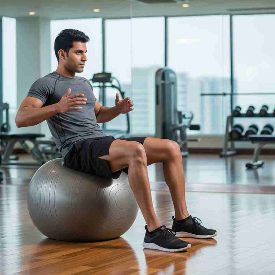 জিম বল দিয়ে নানা রকম শারীরিক কসরত করা যায়।