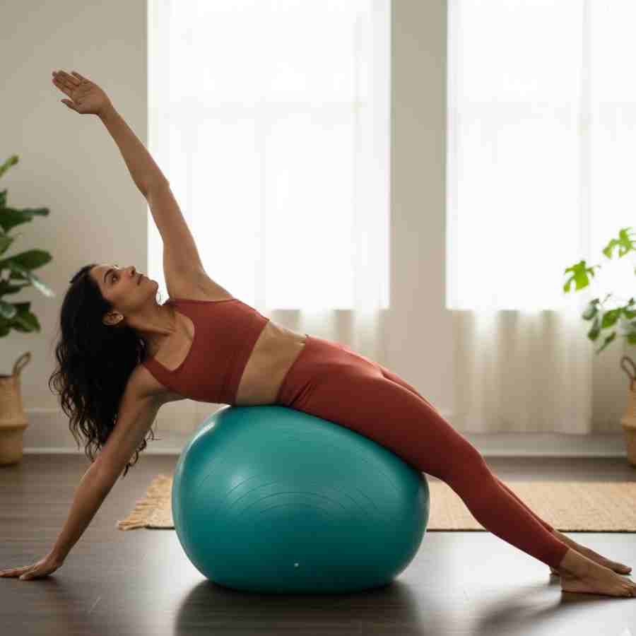 জিম বল নিয়ে স্ট্রেচিং।