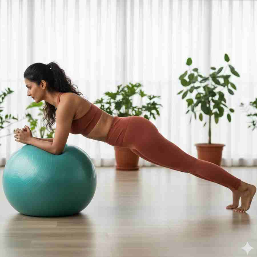 জিম বল নিয়ে প্ল্যাঙ্কও করা যায়।