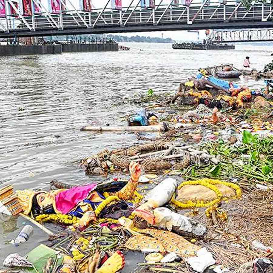 Questions arise due to bad condition of river banks of Kolkata after Festive season