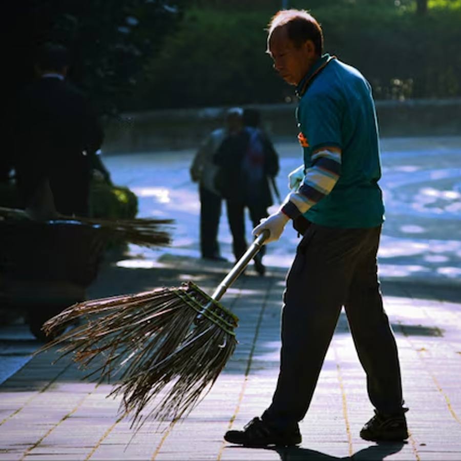 Japanese works as janitor