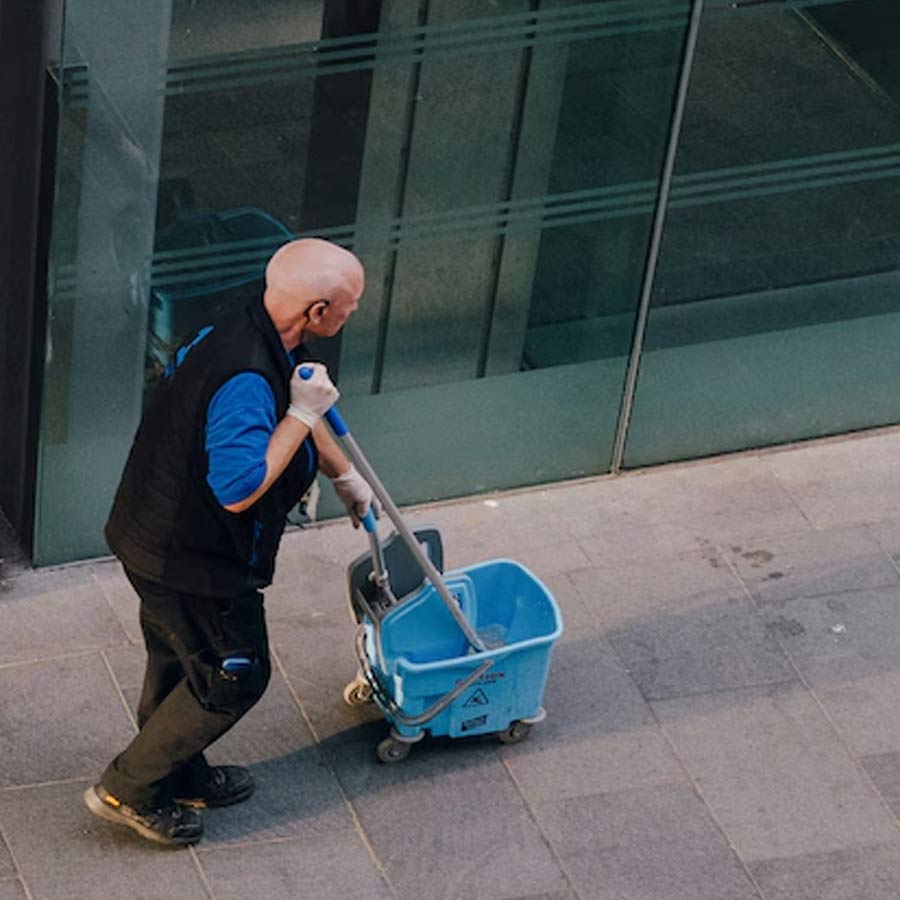 Japanese works as janitor