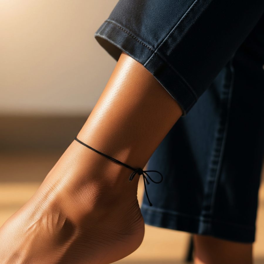 wearing black thread