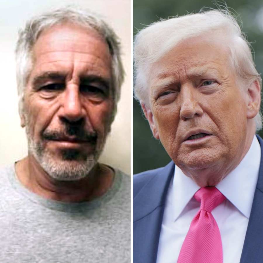 (বাঁ দিকে) যৌন অপরাধী জেফ্রি এপস্টিন। আমেরিকার প্রেসিডেন্ট ডোনাল্ড ট্রাম্প (ডান দিকে)।