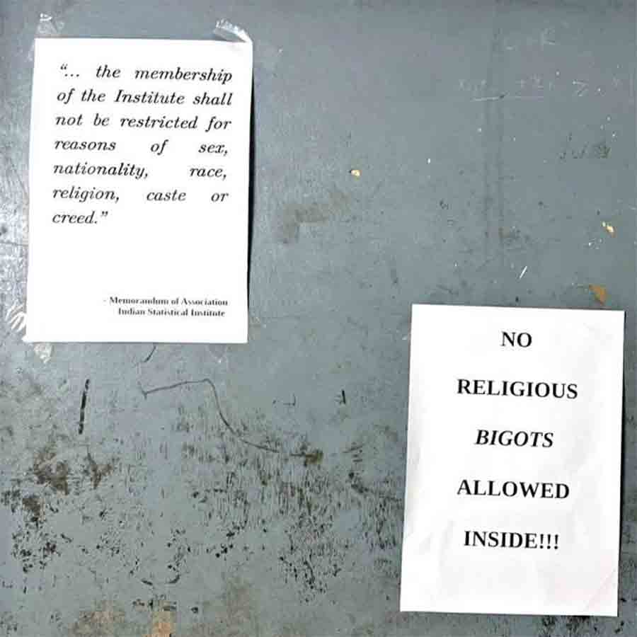 Indian Statistical Institute counters against hate poster in their Institution