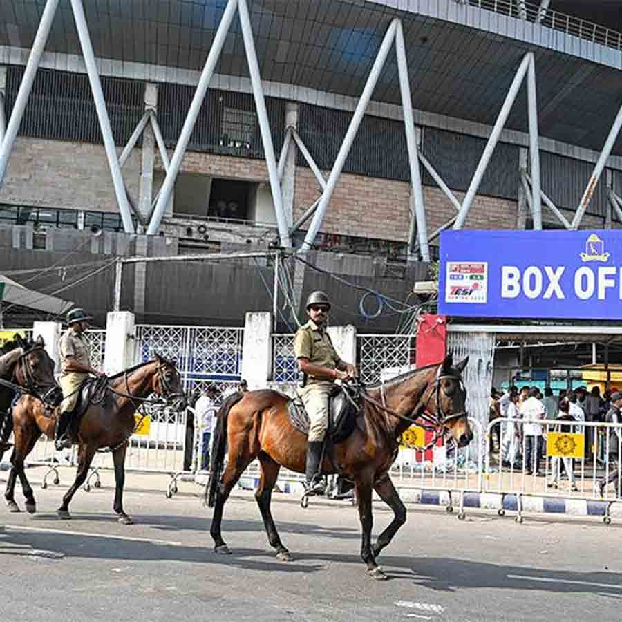 Kolkata Police's two horses were present at the Eden Test match after overcoming the fear of firecrackers