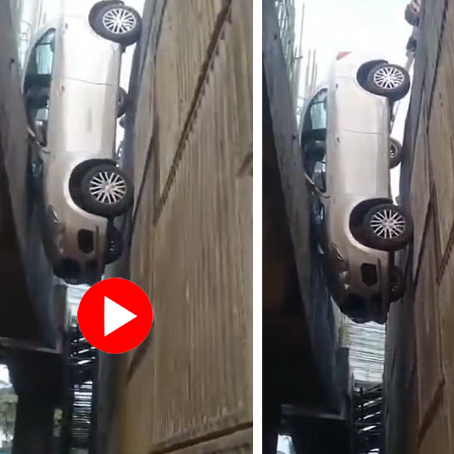 a car was found hanging mid-air between