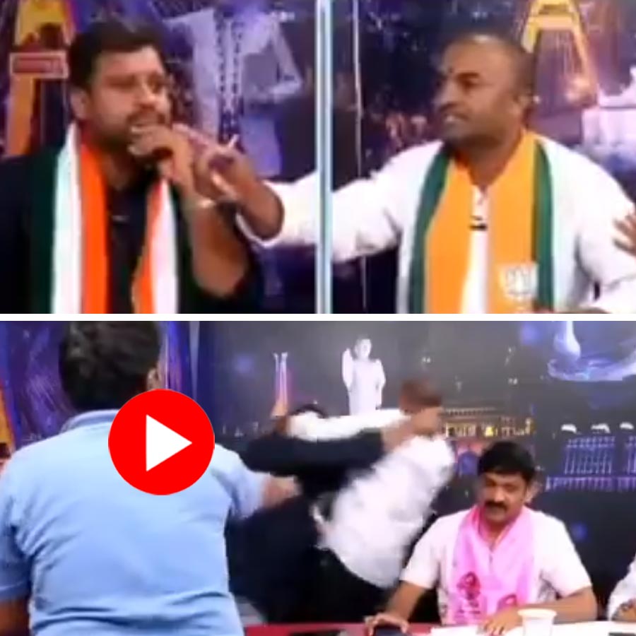 Brawl between congress and BJP spokesperson on live program of Telugu news channel DGTL