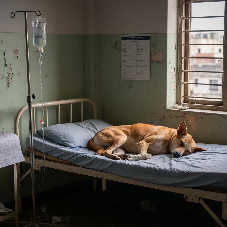 Dogs seen resting on Government hospital beds in Madhya Pradesh, cleaning staff fired dgtl