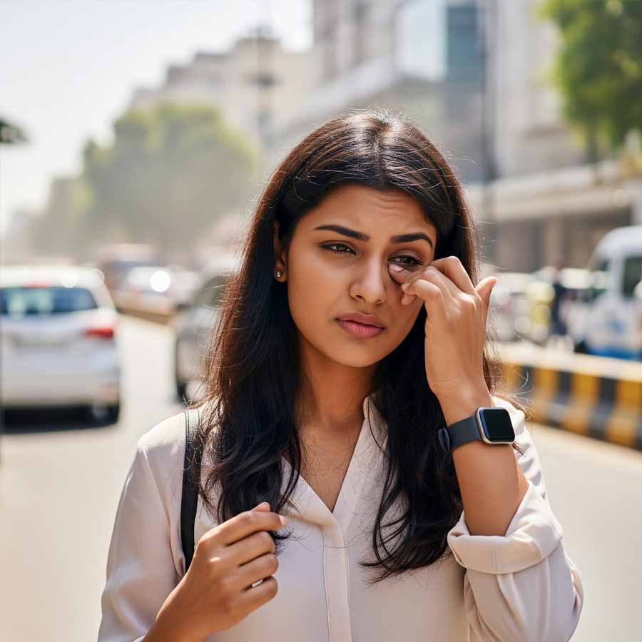 How Air pollution directly affects eye health causing irritation and long-term damage